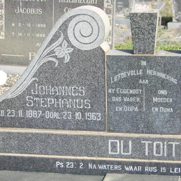 TOIT Johannes Stephanus, du 1887-1963 &amp; Hendrika Johanna M. PRINSLOO 1890-1973