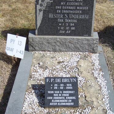 UNDERHAY Hester S. nee SENEKAL 1884-1968 :: DE BRUYN F.P. 1915-2005
