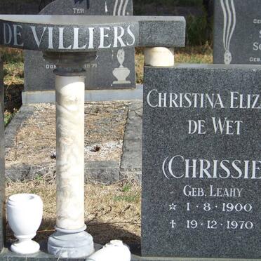 VILLIERS Jacob Isaac, de 1897-1977 &amp; Christina Elizabeth De Wet LEAHY 1900-1970