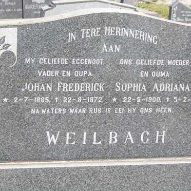 WEILBACH Johan Frederick 1885-1972 &amp; Sophia Adriana 1900-1988