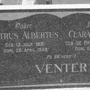 VENTER Petrus Albertus 1891-1959 &amp; Clara Isabella DE BRUYN 1885-1963