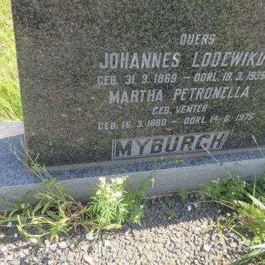 MYBURGH Johannes Lodewikus 1869-1935 &amp; Martha Petronella VENTER 1880-1975