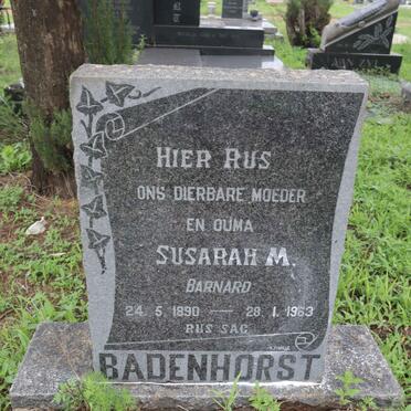 BADENHORST Susara M. nee BARNARD 1890-1963