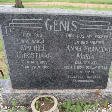 GENIS Machiel Christiaan 1890-1962 &amp; Anna Francina Maria nee VAN ZYL 1894-1955