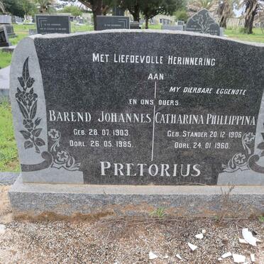 PRETORIUS Barend Johannes 1903-1985 &amp; Catharina Phillippina STANDER 1906-1960