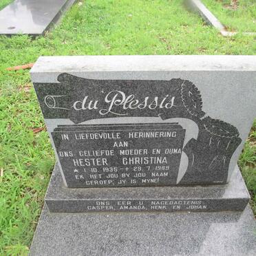 PLESSIS Hester Christina, du 1935-1989