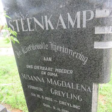 STEENKAMP Susanna Magdalena voorheen GREYLING 1905-1981