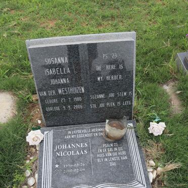 WESTHUIZEN Johannes Nicolaas, van der 1956-2010 :: WESTHUIZEN Susanna Isabella Johanna, van der 1980-2006