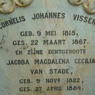 VISSER Cornelis Johannes 1815-1867 &amp; Jacoba Magdalena Cecilia VAN STADE 1822-1884
