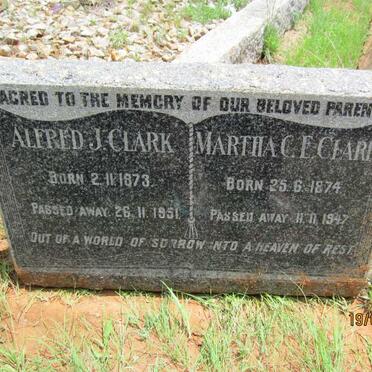 CLARK Alfred J. 1873-1951 &amp; Martha C.E. 1874-1947