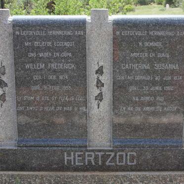 HERTZOG Willem Frederick 1874-1959 &amp; Catherina Susanna McDONALD 1874-1962