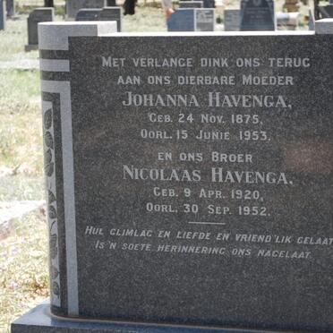 HAVENGA Johanna 1875-1953 :: HAVENGA Nicolaas 1920-1952