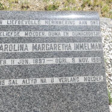 IMMELMAN Thomas Arnoldus 1887-1953 &amp; Carolina Margaretha 1897-1981