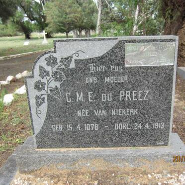 PREEZ C.M.E., du nee VAN NIEKERK 1878-1913 :: DU PREEZ Rudolph J.F. 1913-1992