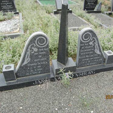 RENSBURG Dawid Schalk, Janse van 1910-2002 &amp; Alida Magrietha VAN TONDER 1911-1990