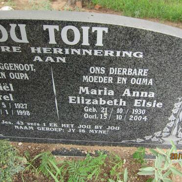 TOIT Daniël Sarel, du 1927-1998 &amp; Maria Anna Elizabeth Elsie 1930-2004
