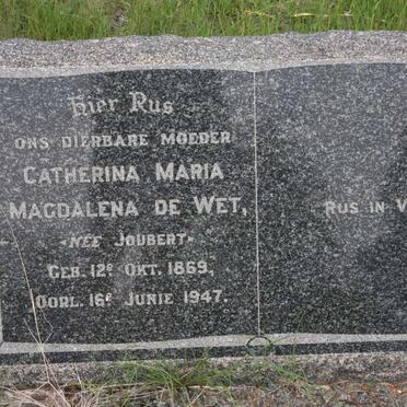 WET Catherina Maria Magdalena, de nee JOUBERT 1869-1947