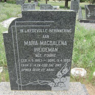 WEIDEMAN Maria Magdalena nee FOURIE 1867-1959