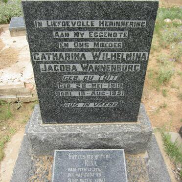 WANNENBURG Catharina Wilhelmina Jacoba nee du TOIT 1910-1951