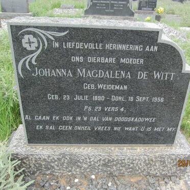 WITT Johanna Magdalena, de nee WEIDEMAN 1890-1956
