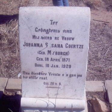 COERTZE Johanna Susana nee MYBURGH 1871-1929