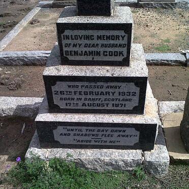 COOK Benjamin 1871-1932 &amp; Emily Flora -1937