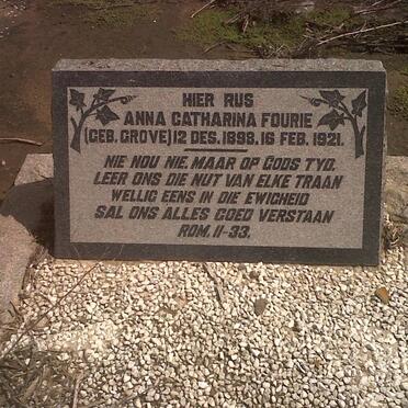 FOURIE Anna Catharina nee GROVE 1898-1921