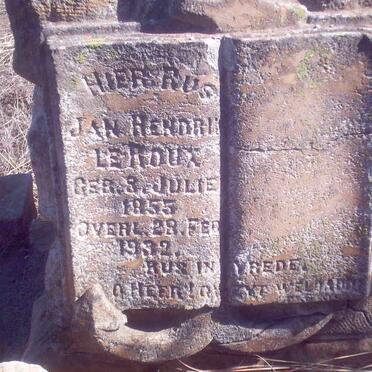 ROUX Jan Hendrik, le 1855-1932