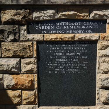 MERWE Jan Johannes, van der 1959-1997 :: LOURENS Teresa Maude 1966-1997 :: BRADSHAW Rachel 1914-2000 :: KALLIS Monika 1941-2002