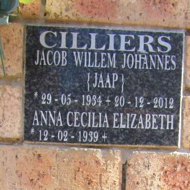 CILLIERS Jacob Willem Johannes 1934-2012 &amp; Anna Cecilia Elizabeth 1939-