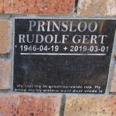 PRINSLOO Rudolf Gert 1946-2019