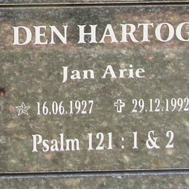 HARTOG Jan Arie, den 1927-1992