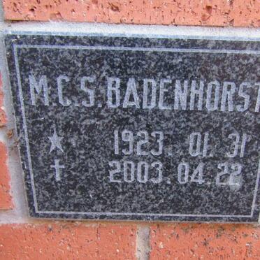 BADENHORST M.C.S. 1923-2003