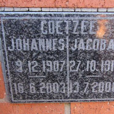 COETZEE Johannes 1907-2003 & Jacoba E. 1914-2000