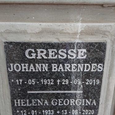 GRESSE Johan Barendes 1932-2019 &amp; Helena Georgina 1933-2020