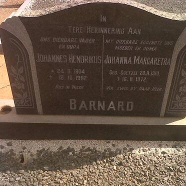 BARNARD Johannes Hendrikus 1904-1982 &amp; Johanna Margaretha 1910-1972
