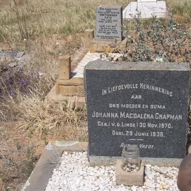CHAPMAN Johanna Magdalena nee V.D. LINDE 1870-1936