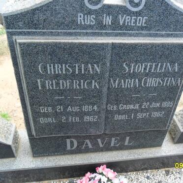 DAVEL Christian Frederick 1884-1962 &amp; Stoffelina Maria Christina CRONJE 1885-1962