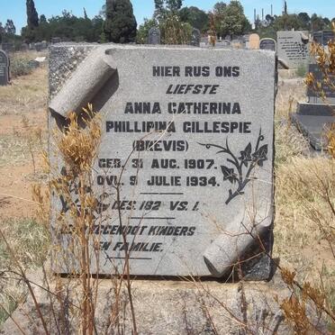 GILLESPIE Anna Catherina Phillipina nee BREVIS 1907-1934