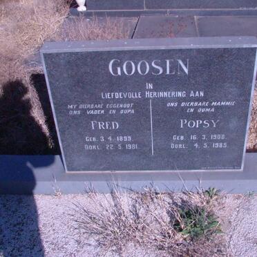GOOSEN Fred 1899-1981 &amp; Popsy 1908-1985