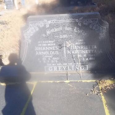 GREYLING Johannes Arnoldus 1943-1979 &amp; Hendrietta Martinetta A. 1944-1990