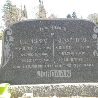JORDAAN C.J. 1894-1956 &amp; Jesse Dean 1898-1981