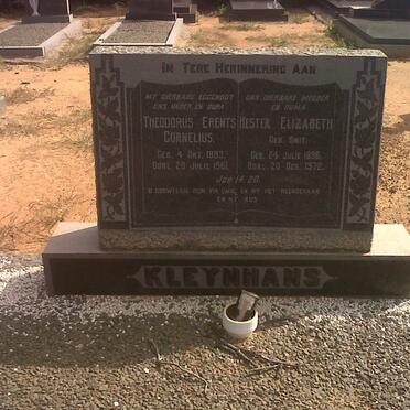 KLEYNHANS Theodorus Erents Cornelius 1883-1961 &amp; Hester Elizabeth SMIT 1896-1972