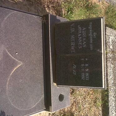 MERWE Adriaan Johannes, v.d. 1933-1992