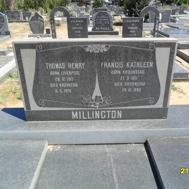 MILLINGTON Thomas Henry 1917-1976 &amp; Francis Kathleen 1921-1980