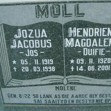MOLL Jozua Jacobus 1919-1998 &amp; Hendriena Magdalena 1928-2001
