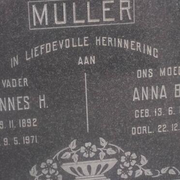 MULLER Johannes H. 1892-1971 &amp; Anna B.M. 1905-1970