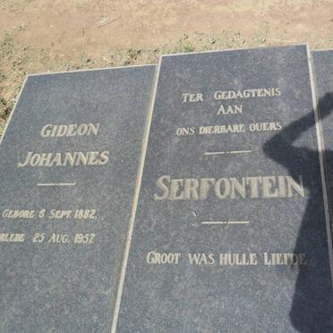 SERFONTEIN Gideon Johannes 1882-1957 &amp; Gezina Wilhelmina 1884-1961