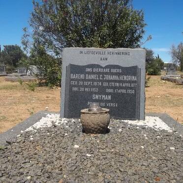 SNYMAN Barend Daniel C. 1874-1952 &amp; Johanna Hendrina STEYN 1877-1950