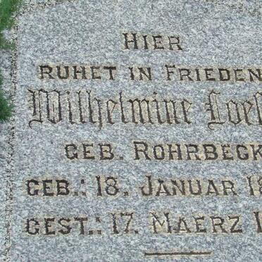 LOESCH Wilhelmine nee ROHRBECK 1863-1893